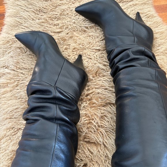 SAINT LAURENT - LEATHER OVER THE KNEE BOOT - Picture 2 of 11